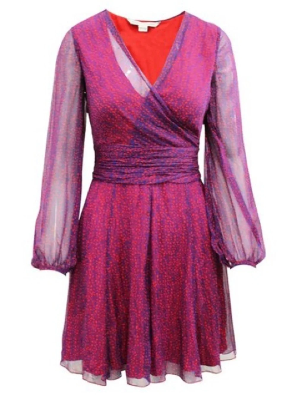 DIANE VON FURSTENBERG Dvf Ashlynn Surplice Silk Purple Red Wrap Dress Mini 2